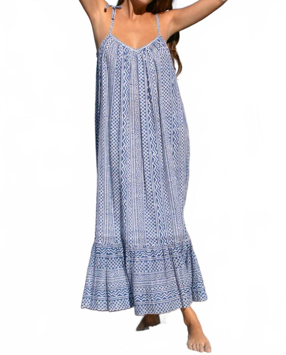 NEW EMERSON FRY india sundress in greek key organic
